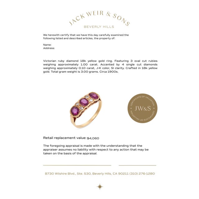 Metal 1900-1909 Victorian Ruby Diamond 18k Yellow Gold Ring, Size 6 For Sale - Image 7 of 7