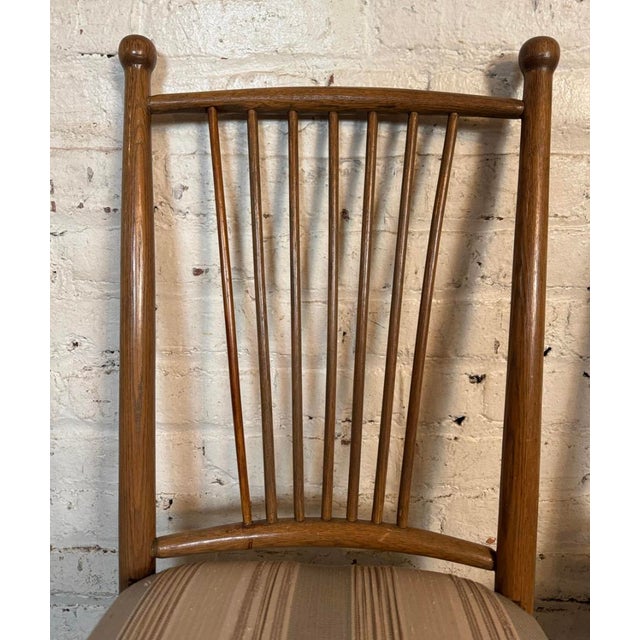 Wood Pair of Vintage Walnut Spindle Back Upholstered Chairs For Sale - Image 7 of 8