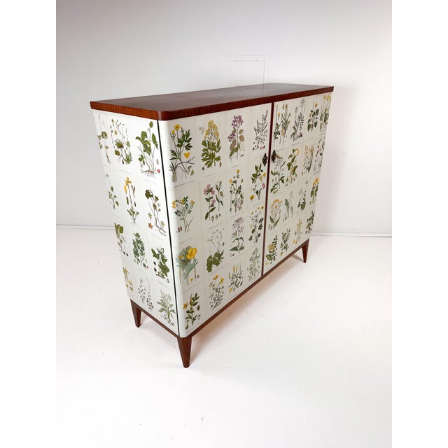 Mid-Century Modern 1940’s Swedish Cabinet With Nordens Flora Illustrations For Sale - Image 3 of 11