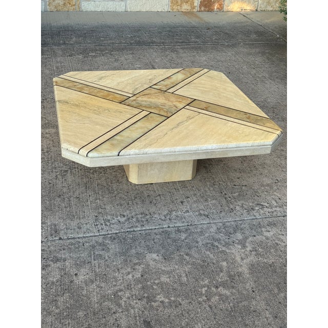 Vintage Maurice Villency Style Postmodern Marble, Onyx, & Travertine Coffee Table, C. 1970s-80s For Sale - Image 11 of 13