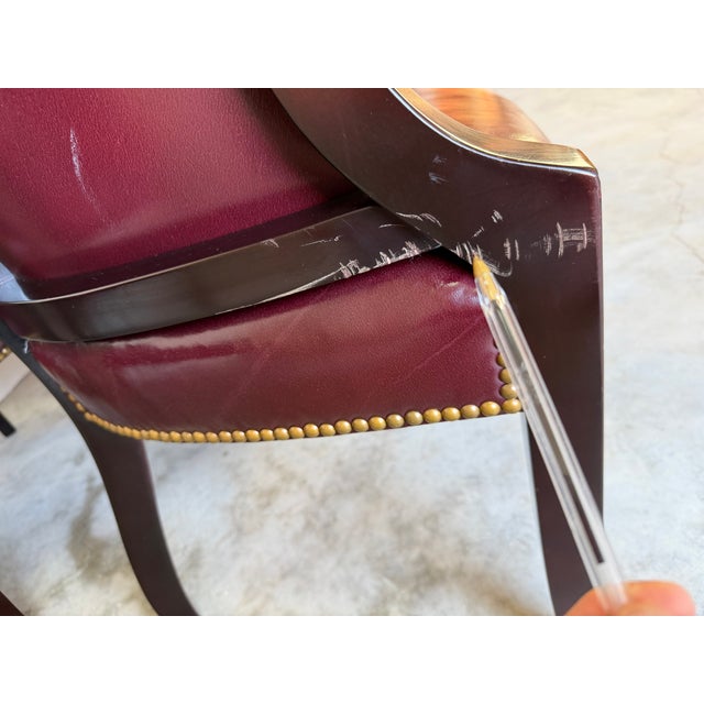 Vintage Hickory Leather Hollywood Regency Style Dining Chairs - Set of 6 For Sale - Image 17 of 17