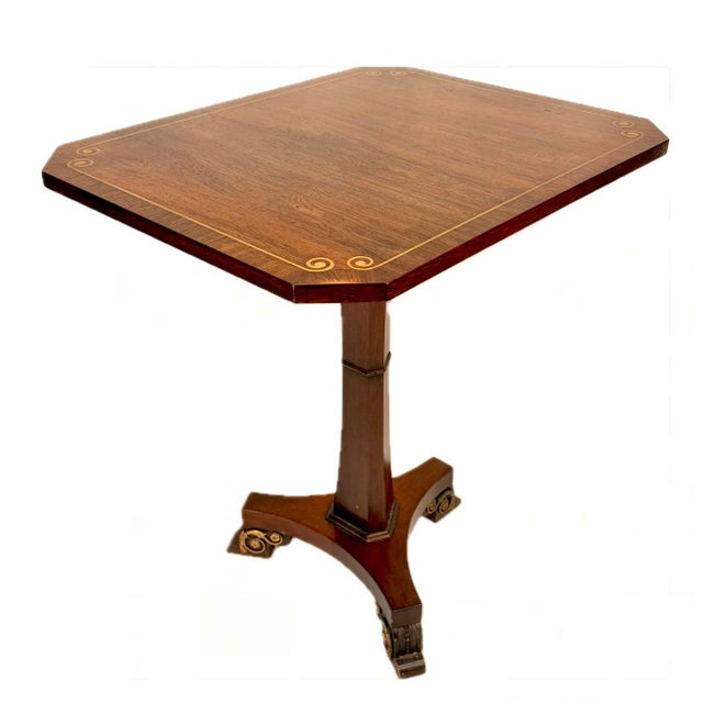 19th Century A Pair of English Regency Style Brass Inlaid Rosewood Side Tables For Sale - Image 5 of 11