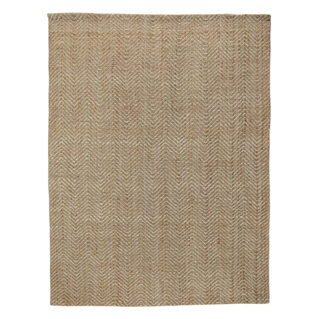 Contemporary Chevron Natural / Ivory Jute Rug - 9 X 12 For Sale - Image 3 of 3
