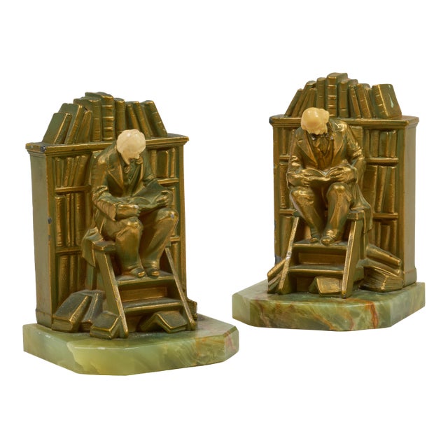 1930s The Librarian or Scholar Bookends by J B Hirsh For Sale