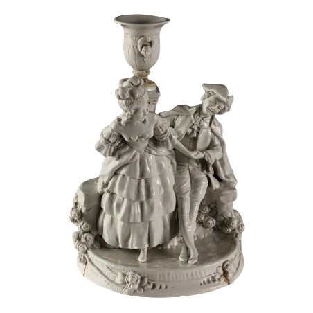 Galante Figurine in White Capodimonte Porcelain For Sale