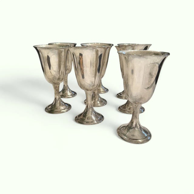 Alvin Corporation Sterling Silver Goblets by Alvin, Set of 8, Mid-Century American For Sale - Image 4 of 10