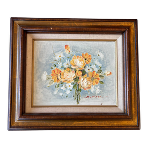 Vintage Framed Floral Acrylic Painting Signed