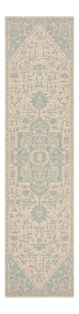 Surfside Indoor Outdoor Rug Aqua & Cream 2'x8'