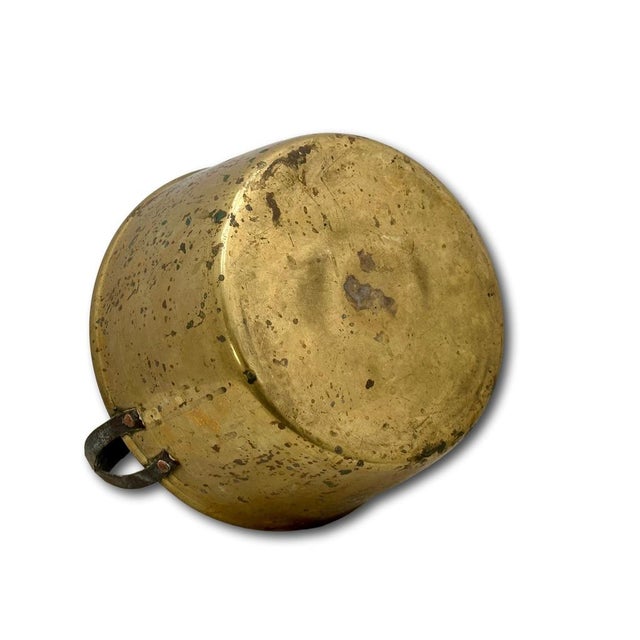 Unusual Mid 1800s Antique Heavy Brass & Hand Wrought Iron Fireplace Hearth Hanging Cooking Pot For Sale - Image 17 of 18