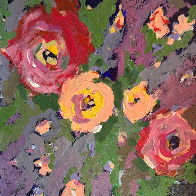 Bold Colorful Floral Contemporary Painting by Cindy Carrillo For Sale