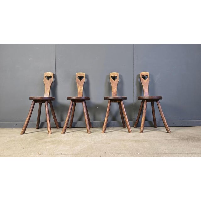 Vintage Brutalist Heart-Shaped Chairs, 1960s, Set of 4 For Sale - Image 11 of 15