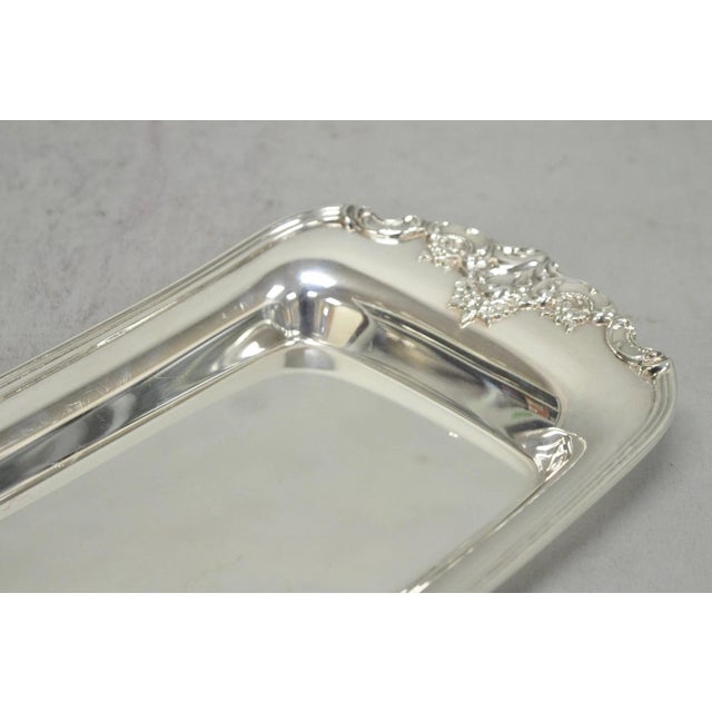 Baroque Vintage Baroque by Wallace 210 Silver Plated Narrow Trinket Dish Serving Tray For Sale - Image 3 of 14