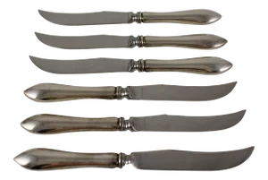 Sterling Silver Handled Cheese & Fruit Knives, England a Set of 6