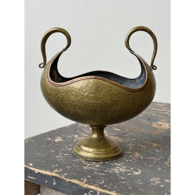 Early 20th Century Vintage Sculptural Russian Hammered Brass + Copper Vessel, Circa Early 20th Century For Sale - Image 5 of 14