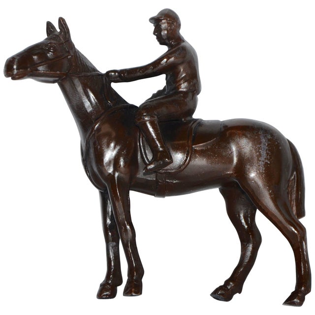 Bronze Midcentury Rider on Horse Japanese Cast Metal Bronze Finish Miniature Statue For Sale - Image 8 of 8