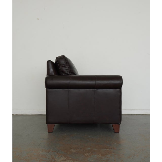Pottery Barn Cameron Roll Arm Leather Chair For Sale In Austin - Image 6 of 13