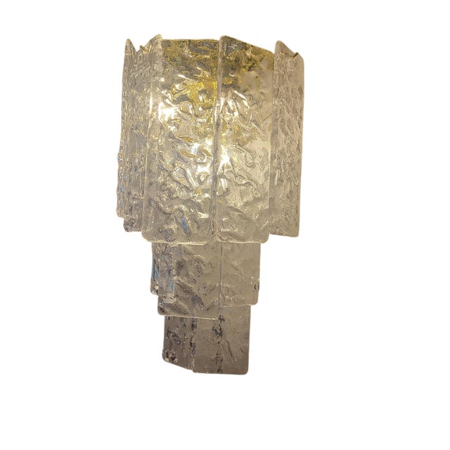 Murano Crystal Transparent Strip Wall Lights, Set of 2 For Sale - Image 3 of 7