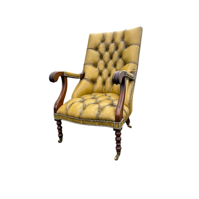 Victorian Style Leather Button-Back Armchair For Sale - Image 5 of 5