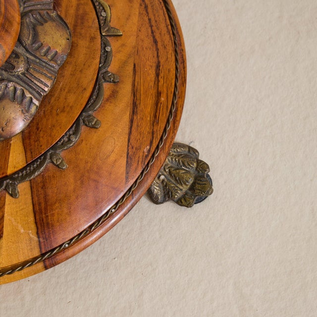 Brown Antique French Napoleon III Guéridon Side Table with Green Marble Top For Sale - Image 8 of 9