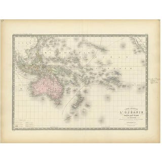 Antique Map of Oceania by Levasseur, 1875 For Sale