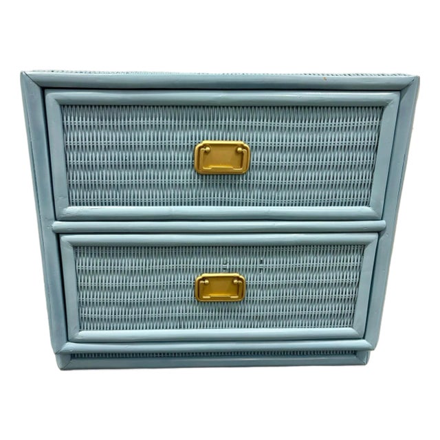 Coastal Chic Rattan & Wicker Nightstand For Sale
