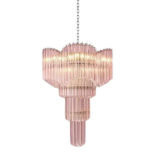 Early 21st Century Italian Murano Glass Sputnik Chandelier in Pink Quadriedro Spiral Form by Simoeng For Sale - Image 5 of 5