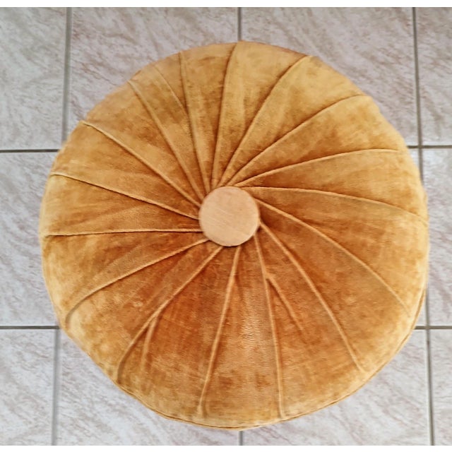 Gold velvet ottoman with lovely Rosette pattern manufactured by Albright and Zimmerman in the 1960's. The Rosette is made...