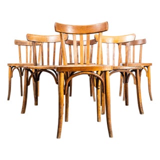 Bistro Square Edge Bentwood Dining Chairs, 1950s, Set of 6 For Sale