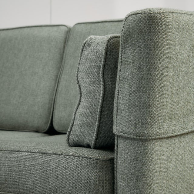 Mid-Century Cherry Wood Three-Seater Sofa For Sale - Image 6 of 17