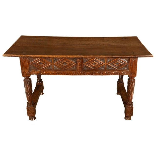 Antique 17th Century Baroque Carved Walnut Spanish Table Desk Navarre 1650 For Sale - Image 17 of 18