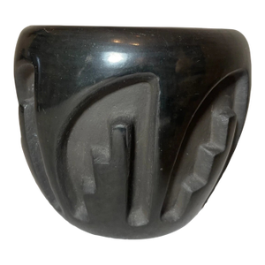 Share Antique R. Tapia Santa Clara Pueblo Native American Black Pottery Blackware Bowl