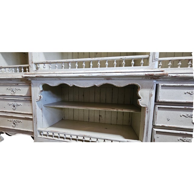 Habersham Grand European Style Distressed Cassic White Hutch, Attributed For Sale - Image 17 of 17