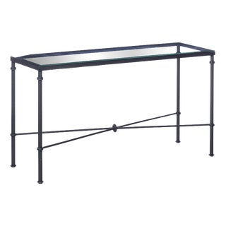 Iron Console Table with Glass Top For Sale