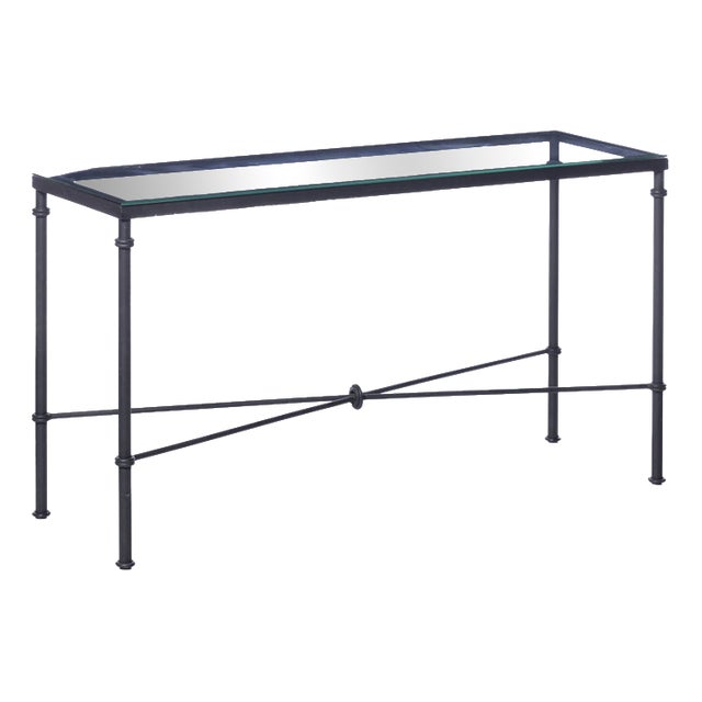 Iron Console Table with Glass Top For Sale