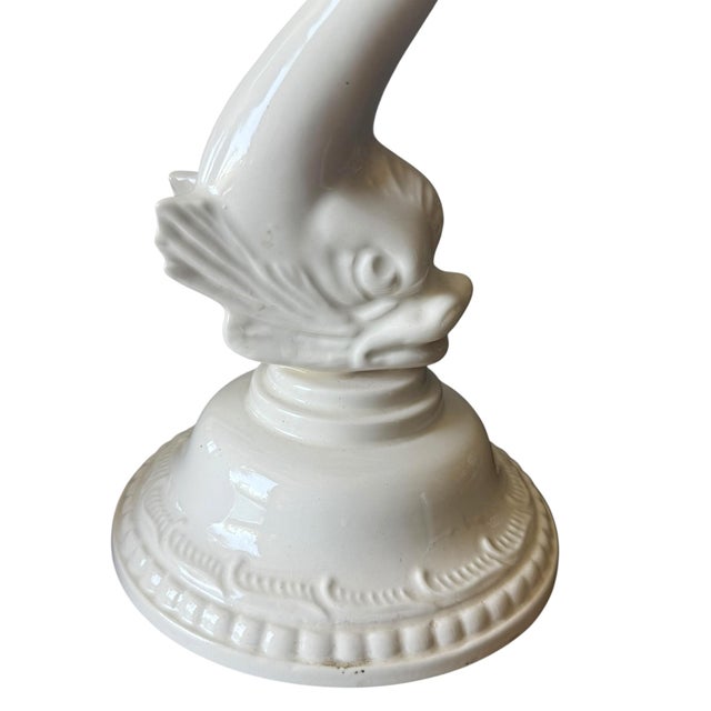 English Mid 20th Century English Hartley Greens Leeds Pottery Dolphin Candlesticks – A Pair For Sale - Image 3 of 8