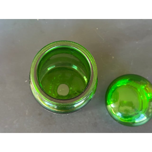 Vintage Green Glass Jar With Bubble Top For Sale - Image 10 of 12
