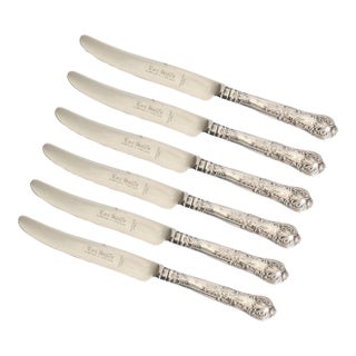Set of 6 English Sterling Pastry Knives For Sale