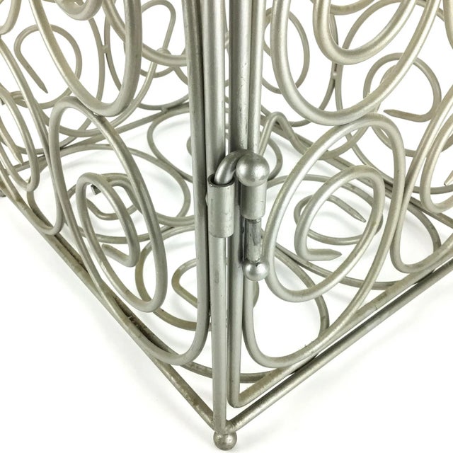 Vintage Pewter Tone Metal Lockable Wine Bottle Holder For Sale - Image 10 of 11