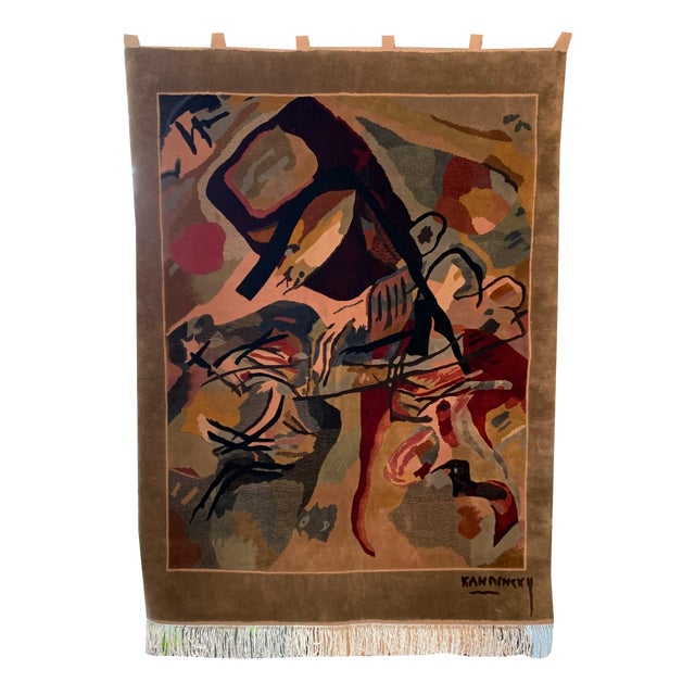 Silk Wall Rug after Painting by Kadinsky For Sale