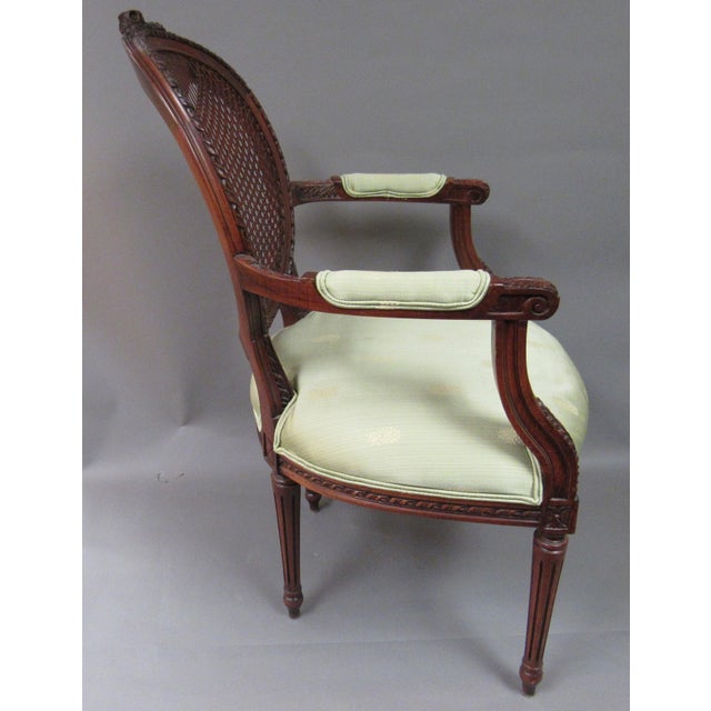 Vintage Fairfield Louis XVI Style French Upholstered Cane Back Bergere