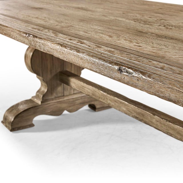 Farmhouse Rustic Farmhouse Trestle Dining Table For Sale - Image 3 of 9