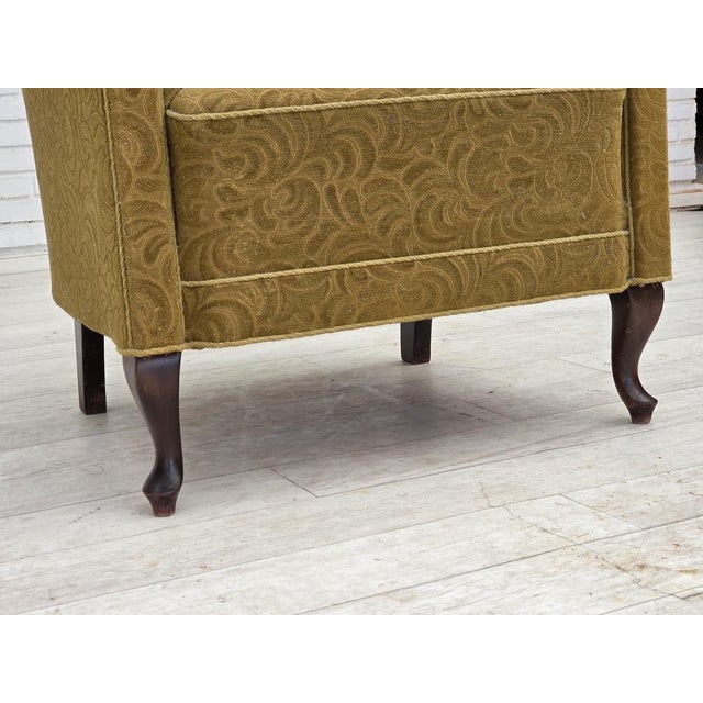 Mid-Century Modern Vintage Danish Relax Chair in Light Green Furniture Wool, 1950s For Sale - Image 3 of 18