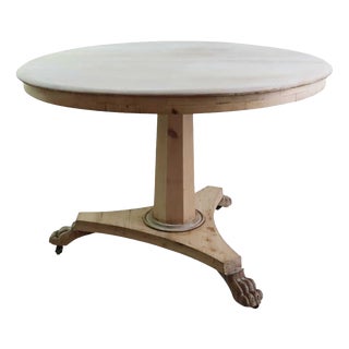 Antique English Palladian Round Bleached Table with Lions Paw Feet, 1835 For Sale