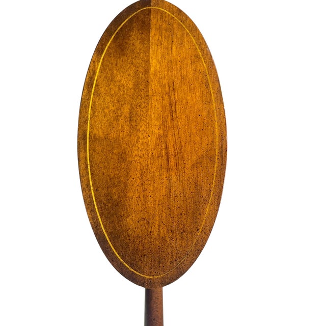 English Vintage English Georgian Style Banded Mahogany Tilt Top Candlestick Table For Sale - Image 3 of 15