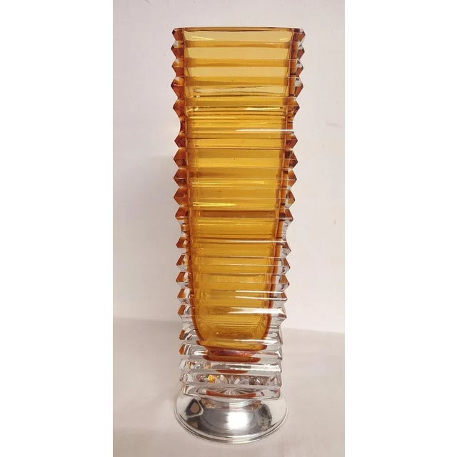 Glass Vase with Silver Base, Italy, 1960s, in Very Good conditions. Designed 1970 to 1979
