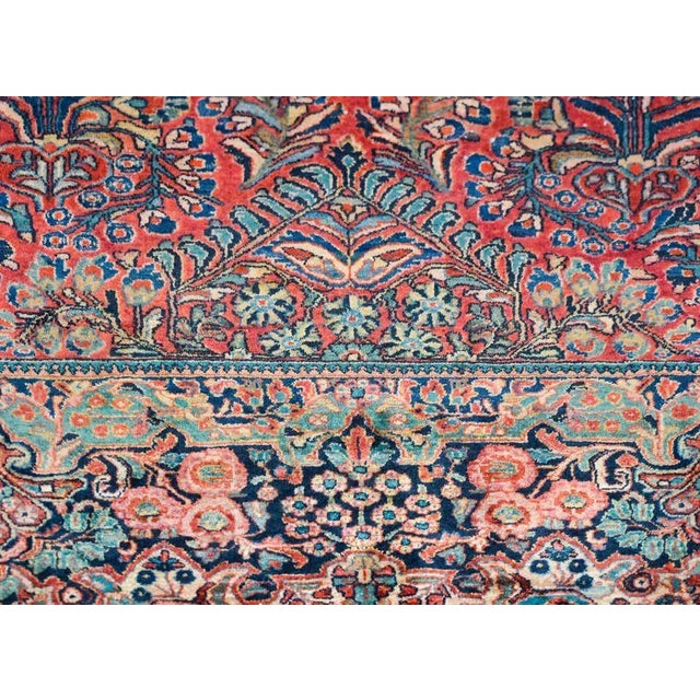 Raspberry Red Early 20th Century Vintage Sarouk Rug For Sale - Image 8 of 13