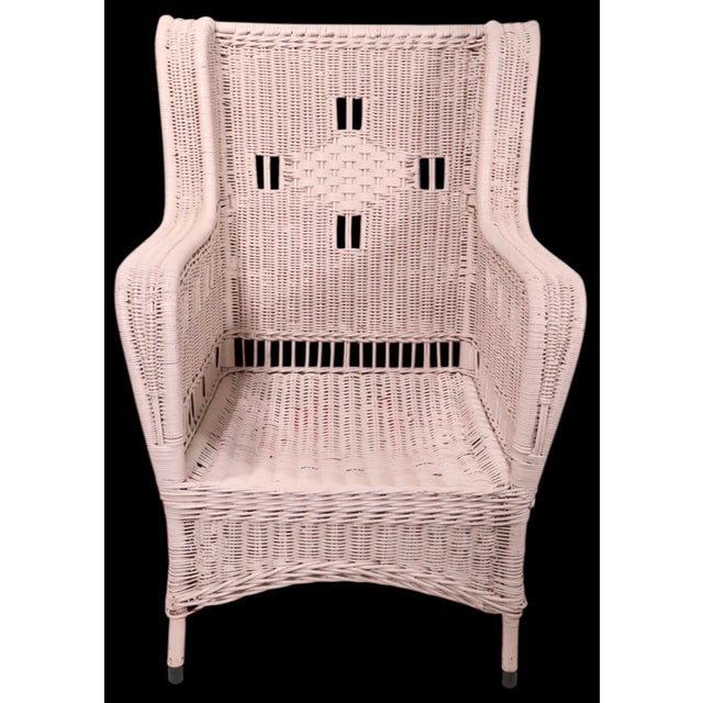 Wood Vintage Arts and Crafts Wicker Lounge Chair For Sale - Image 7 of 15