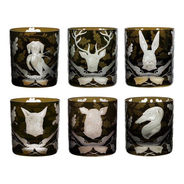 ARTEL Forest Folly Collection Double Old Fashioned Glasses in Moss, Set of 6 For Sale