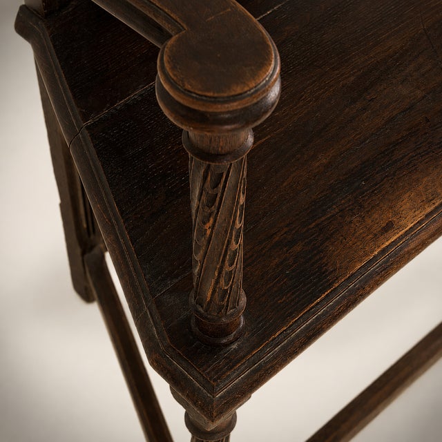 Early Medieval Carved Wooden Armchair, France, 1900s For Sale - Image 10 of 11