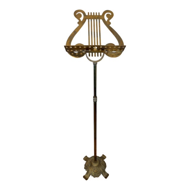 Vintage Brass Lyre Music Stand For Sale